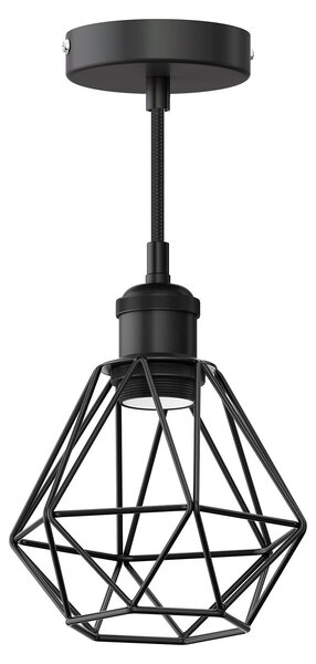 Ledscom.de Lampada a sospensione vintage RETRA, nera, attacco E27, paralume a gabbia – Retra / Nera, dimensioni 1 pezzo / 16 cm