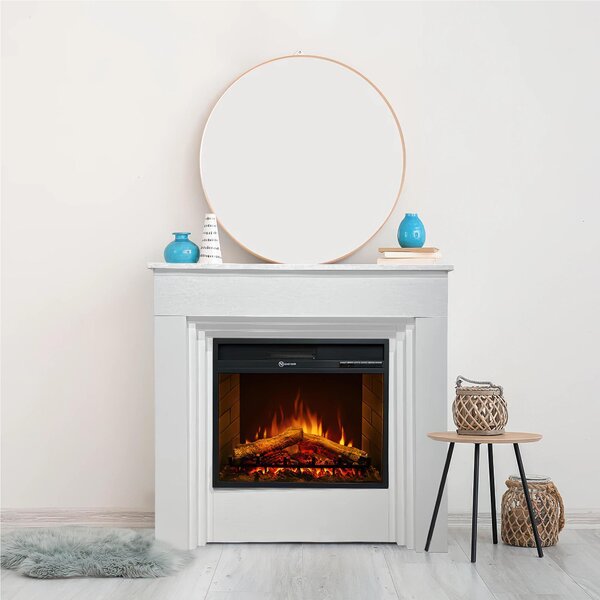 Camino elettrico caminetto da terra BELLINI in legno Bianco Made in Italy in legno Bianco Dimensioni 96 x35x h 96 cm Peso 35 kg Volume riscaldabile 30 m2