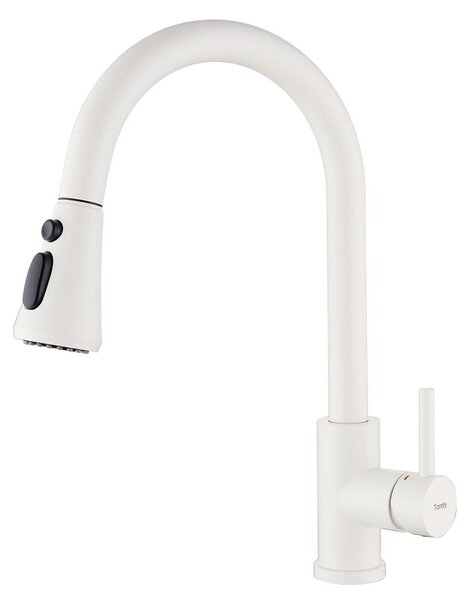 Rubinetto da cucina estraibile con 3 modalità di erogazione, colore bianco