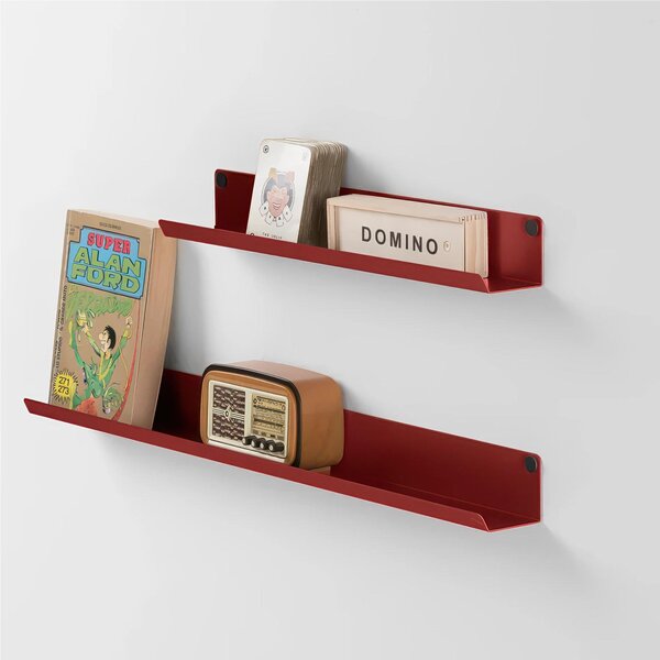 Mensola in metallo POCKET mensola in metallo da muro Minimal Dimensioni 40/60x5x h 5 cm Portata massima 15 kg un unico elemento in acciaio verniciato Rosso Terracotta