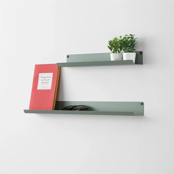 Mensola in metallo POCKET mensola in metallo da muro Minimal Dimensioni 40/60x5x h 5 cm Portata massima 15 kg un unico elemento in acciaio verniciato Verde Eucalipto RAL 150 60 10