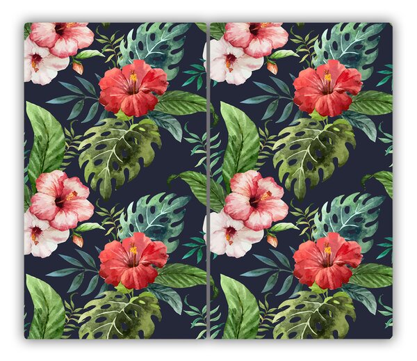 Tagliere in vetro Fiori tropicali 60x52 cm