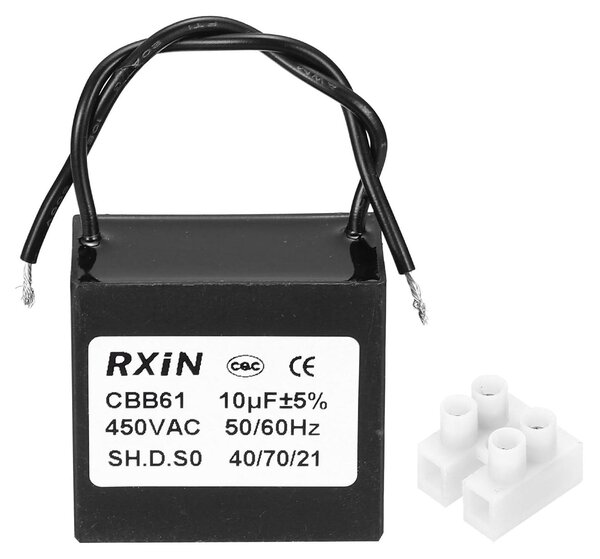 Condensatore CBB61, 10 µF, 450 V, a 2 fili, per ventilatore a soffitto