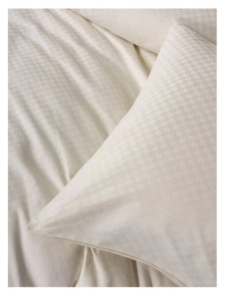 Set copripiumino e federa beige in cotone renforcé per letto matrimoniale ed esteso 240x220 cm Checkered – Mila Home Luxury