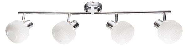 Lampada da soffitto con paralumi bianchi scanalati Andrus, bianco-argento, 4xE14x40W, metallo, dimensioni: 19x76x8 cm, IP20, Candellux
