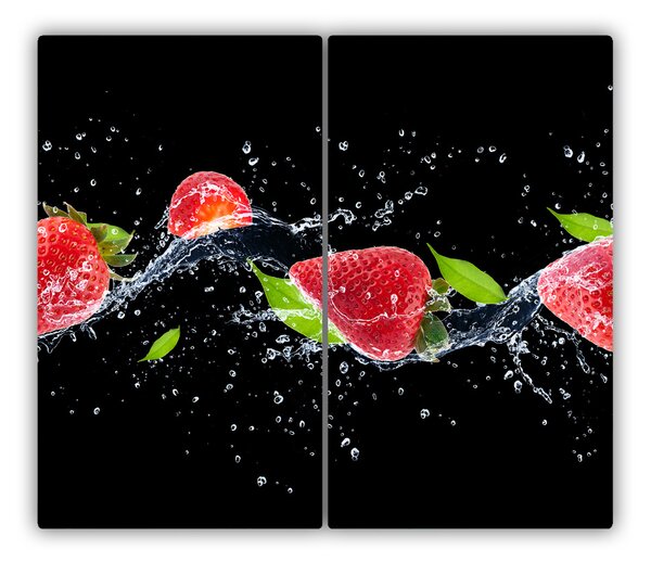 Tagliere in vetro Fragole e acqua 60x52 cm
