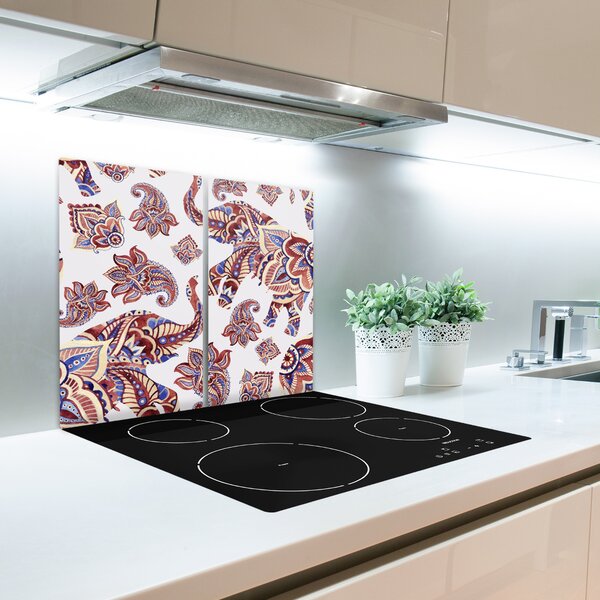 Tagliere in vetro Ornamenti di elefanti 60x52 cm