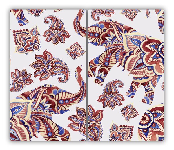 Tagliere in vetro Ornamenti di elefanti 60x52 cm