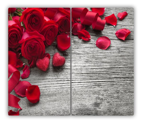 Tagliere in vetro Rose rosse 60x52 cm