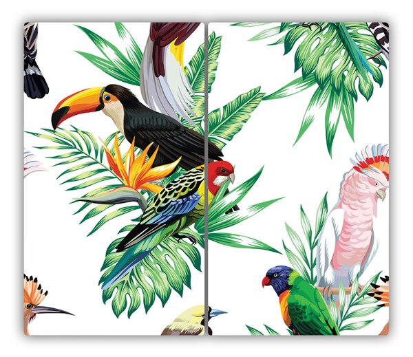 Tagliere in vetro temperato Uccelli tropicali 60x52 cm