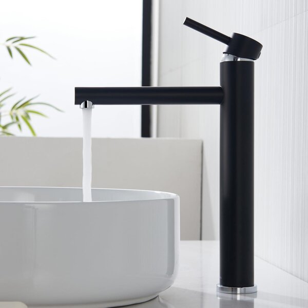 Rubinetto da lavabo di alta qualità, nero, dal design elegante e a risparmio idrico