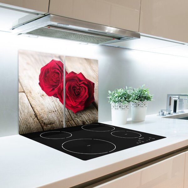 Tagliere in vetro Rose sul legno 60x52 cm