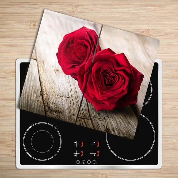 Tagliere in vetro Rose sul legno 60x52 cm