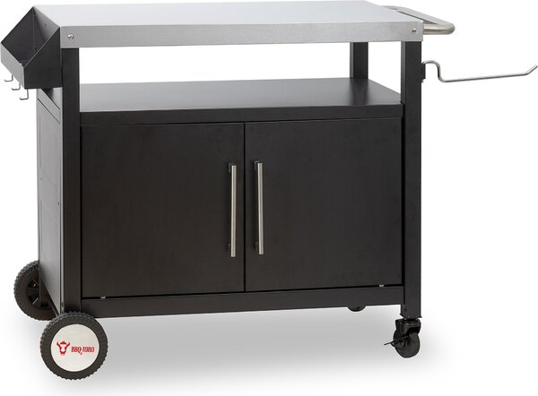 Carrello per barbecue BBQ-Toro 103,5 x 59 x 81 cm, argento/nero Tavolo per barbecue con ampia superficie di lavoro