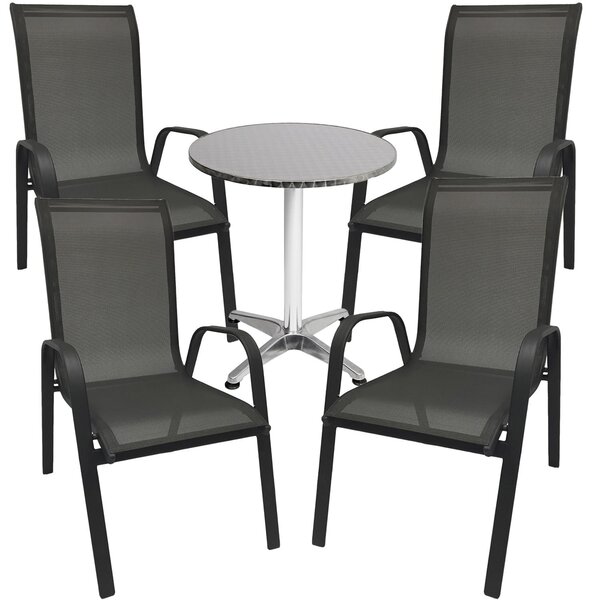Set da bistrot, 5 pezzi, antracite/nero