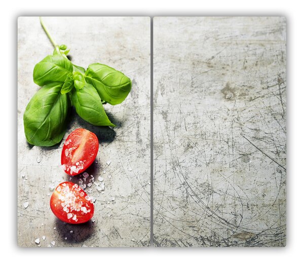 Tagliere in vetro temperato Pomodori e basilico 60x52 cm