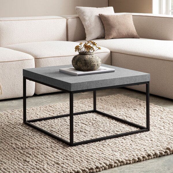 Tavolino FineBuy 60x60x38 cm Grigio Tavolino da salotto Design moderno Tavolino da soggiorno Quadrato Tavolino da salotto Tavolino da caffè Gambe in metallo