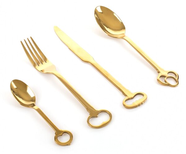 SET 24 POSATE SELETTI ACCIAIO INOX 18/0 GOLD KEYTLERY ART 07374