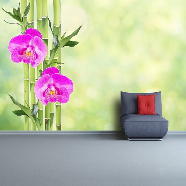 Carta da parati Orchidea e bambù 104x70 cm