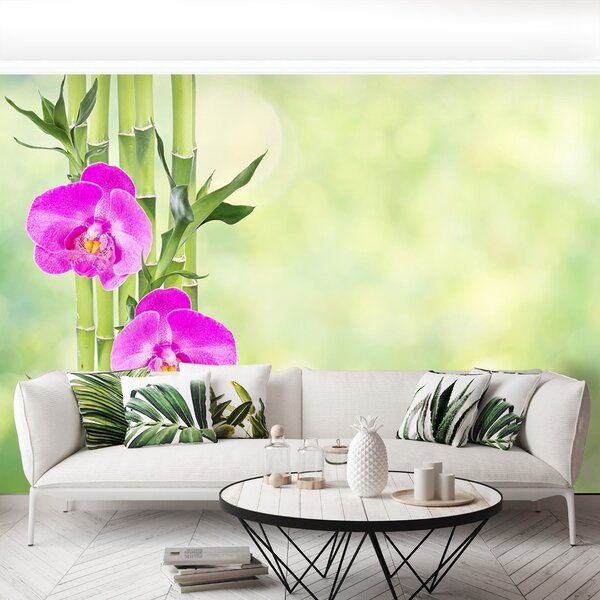 Carta da parati Orchidea e bambù 104x70 cm