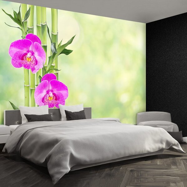 Carta da parati Orchidea e bambù 104x70 cm