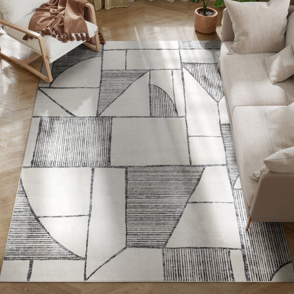 HOMCOM Tappeto Moderno Antiscivolo a Linee Geometriche, in Poliestere Multicolore, 230x160x0.7 cm | Aosom Italy