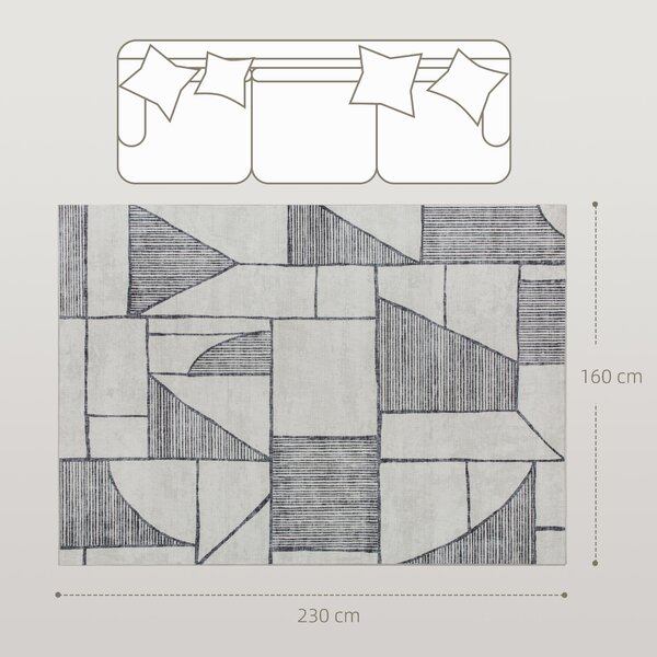 HOMCOM Tappeto Moderno Antiscivolo a Linee Geometriche, in Poliestere Multicolore, 230x160x0.7 cm | Aosom Italy