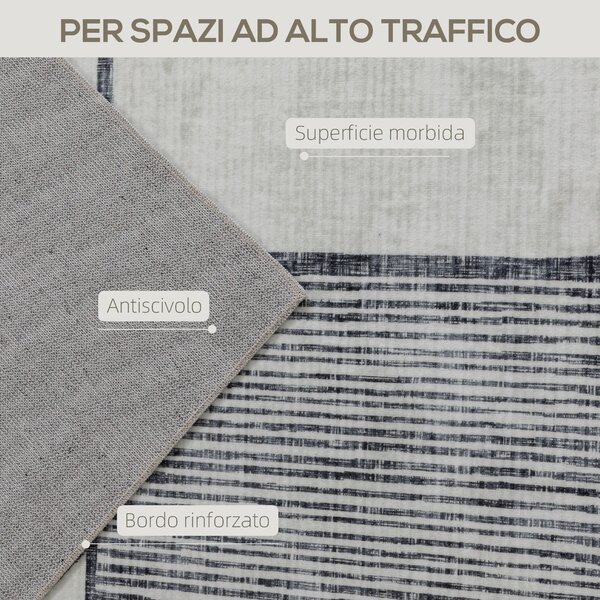 HOMCOM Tappeto Moderno Antiscivolo a Linee Geometriche, in Poliestere Multicolore, 230x160x0.7 cm | Aosom Italy
