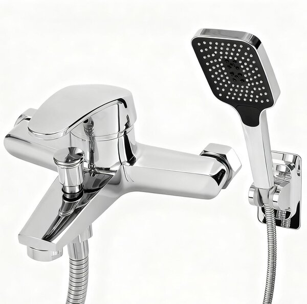 Rubinetto da bagno con doccetta manuale e miscelatore monocomando, portata di 15 litri al minuto