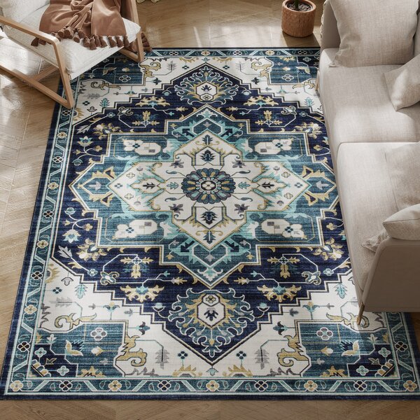 HOMCOM Tappeto Boho Antiscivolo e Lavabile a Pelo Corto per Soggiorno e Camera, 230x160 cm, Multicolore | Aosom Italy