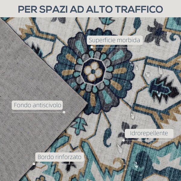 HOMCOM Tappeto Boho Antiscivolo e Lavabile a Pelo Corto per Soggiorno e Camera, 230x160 cm, Multicolore | Aosom Italy