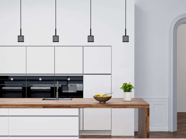 Lampada a sospensione Herstal, Nero, Sala da pranzo, Metallo