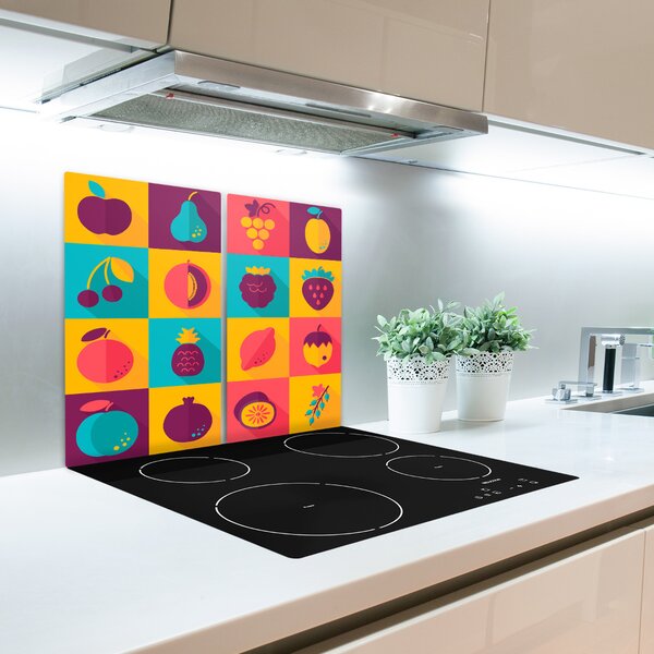 Tagliere in vetro Icone di frutta 60x52 cm