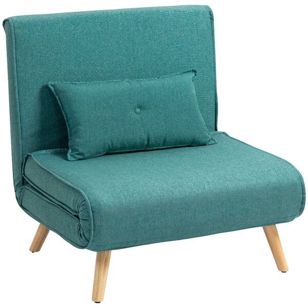 HOMCOM Poltrona convertibile 1 posto divano letto clic-clac 4 in 1 con supporto regolabile in 5 posizioni, cuscino incluso, verde | Aosom Italy