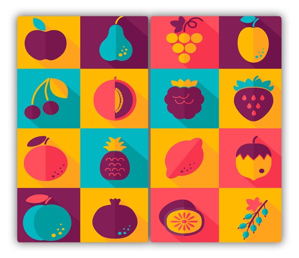 Tagliere in vetro Icone di frutta 60x52 cm