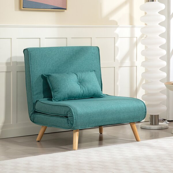 HOMCOM Poltrona convertibile 1 posto divano letto clic-clac 4 in 1 con supporto regolabile in 5 posizioni, cuscino incluso, verde | Aosom Italy