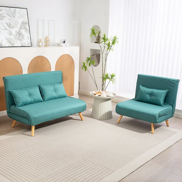 HOMCOM Poltrona convertibile 1 posto divano letto clic-clac 4 in 1 con supporto regolabile in 5 posizioni, cuscino incluso, verde | Aosom Italy