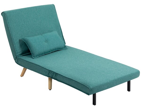 HOMCOM Poltrona convertibile 1 posto divano letto clic-clac 4 in 1 con supporto regolabile in 5 posizioni, cuscino incluso, verde | Aosom Italy