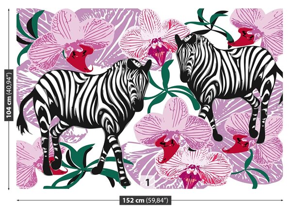 Carta da parati Zebry Flower Orchidaei 104x70 cm