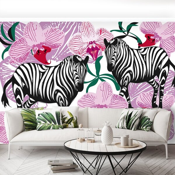 Carta da parati Zebry Flower Orchidaei 104x70 cm