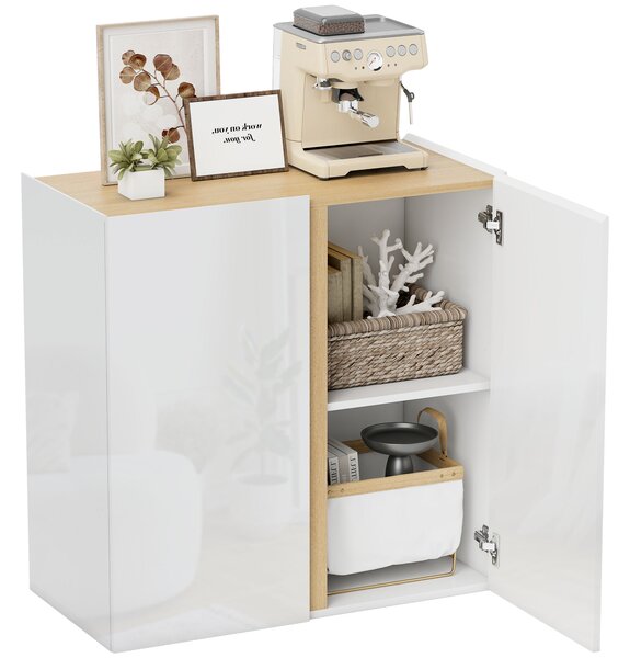 HOMCOM Credenza, Sideboard con ante Soft-Close, ripiano adattabile, per Soggiorno, Cucina, Sala da Pranzo, Bianco | Aosom Italy