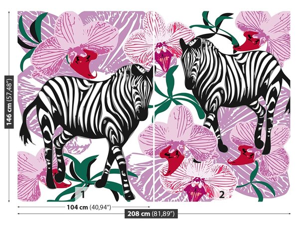 Carta da parati Zebry Flower Orchidaei 104x70 cm