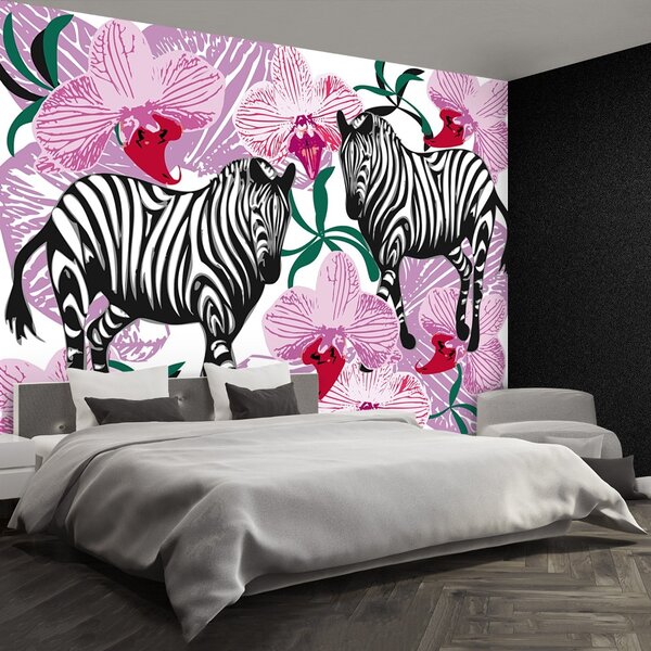 Carta da parati Zebry Flower Orchidaei 104x70 cm