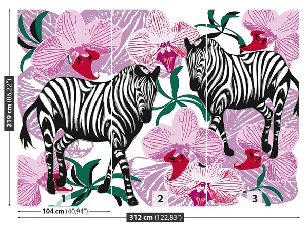 Carta da parati Zebry Flower Orchidaei 104x70 cm