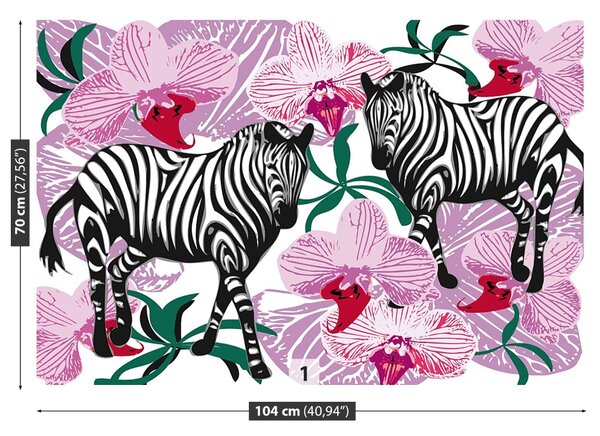 Carta da parati Zebry Flower Orchidaei 104x70 cm