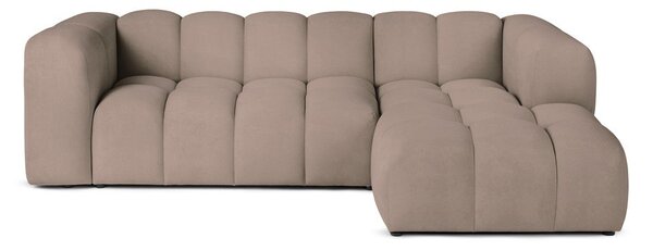 Divano angolare grigio tortora (con penisola a destra e chaise lounge) con rivestimento in velluto Cube – Bonami Selection