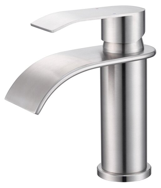 Rubinetto per bagno, acciaio inossidabile spazzolato, miscelatore per lavabo con bocchetta alta 86 mm