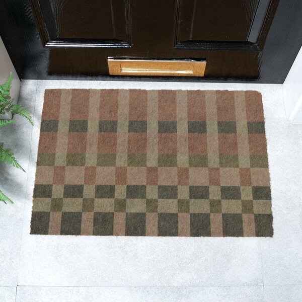 Zerbino in fibre di cocco 40x60 cm Pink and Blue Check – Artsy Doormats