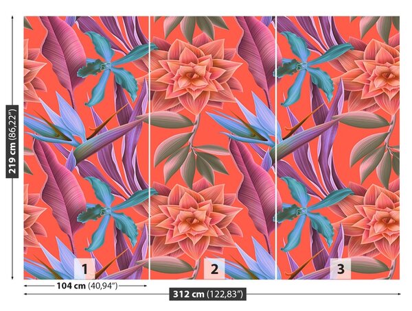 Carta da parati Fiori tropicali 104x70 cm