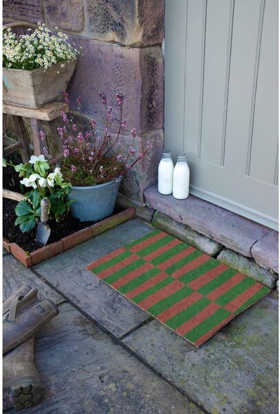 Zerbino in fibre di cocco 40x60 cm Pink & Green Half Stripes – Artsy Doormats